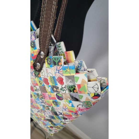 Nahui Ollin Candy Wrapper Peace Sign Love Doves Hippy‎ Retro Unique Purse READ - Picture 8 of 16